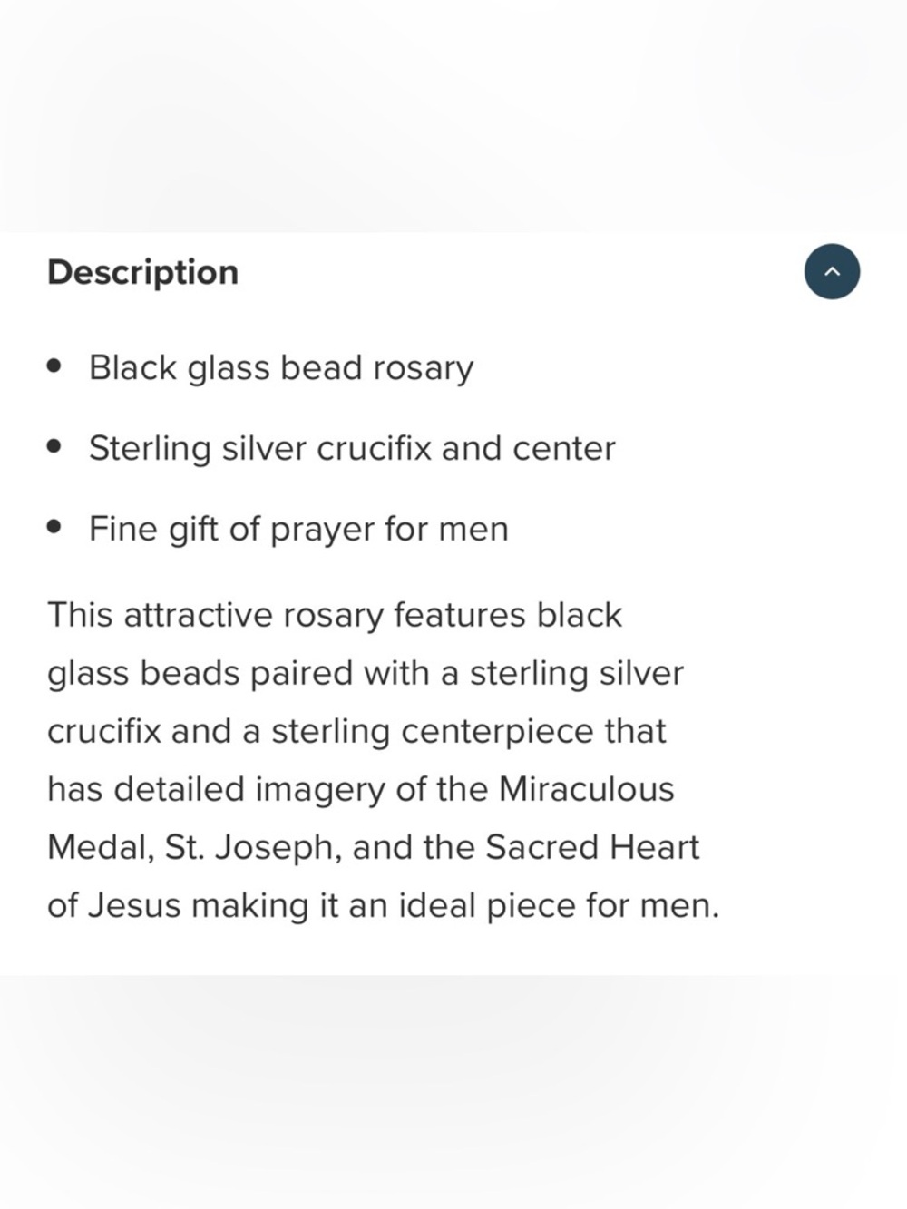 Sterling Silver Black Glass Bead Rosary - Picture 4 of 6